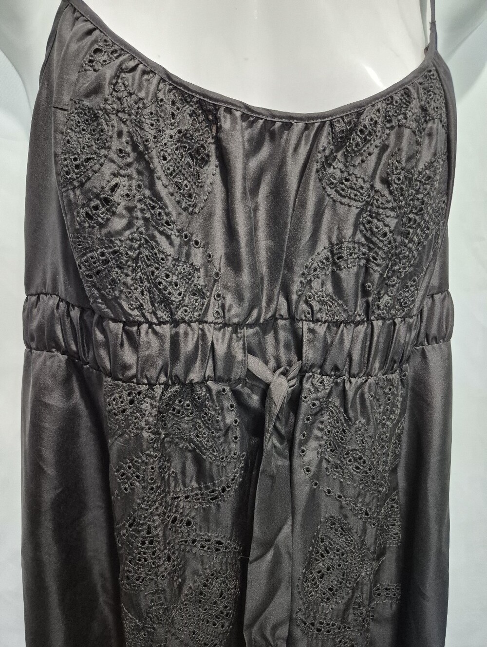 Banana Republic NWT 100% Silk Eyelet Embroidered Midi Dress Brown Size 8